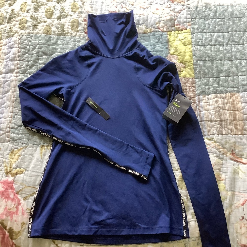 Nike Pro Blue Dri-Fit Turtleneck Top Small New
